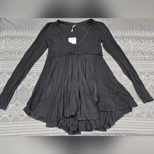 Free People Grey Birdie Henley Top Size XS